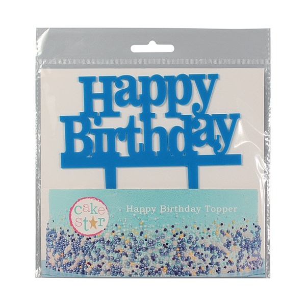 Cake Topper - Happy Birthday Blue